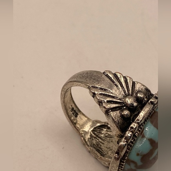 Turquoise stone ring 925 Sterling Silver size 6/8.3 grams - Picture 3 of 5